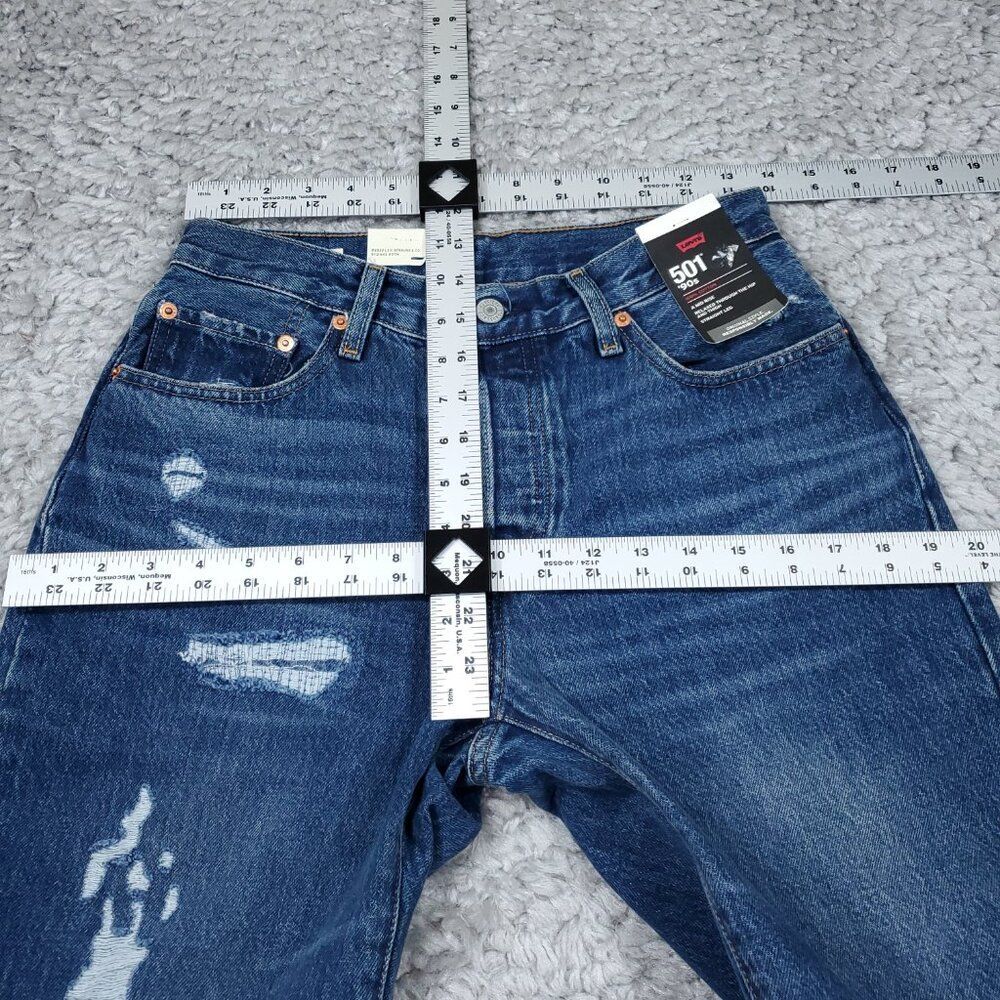 Levi's Premium 501 '90s Straight Baggy Jeans Blue Women's Size 26 x 32 Y2K Loose - Picture 10 of 10